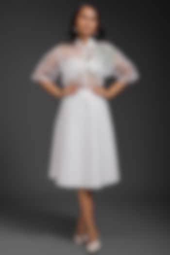 White Vegan Leather Sculpted Skirt Set by Deepika Arora at Pernia's Pop Up Shop