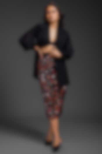 Black Rozella Crepe Blazer Set by Deepika Arora at Pernia's Pop Up Shop