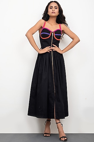 Black Midi Corset Dress by Deepika Arora