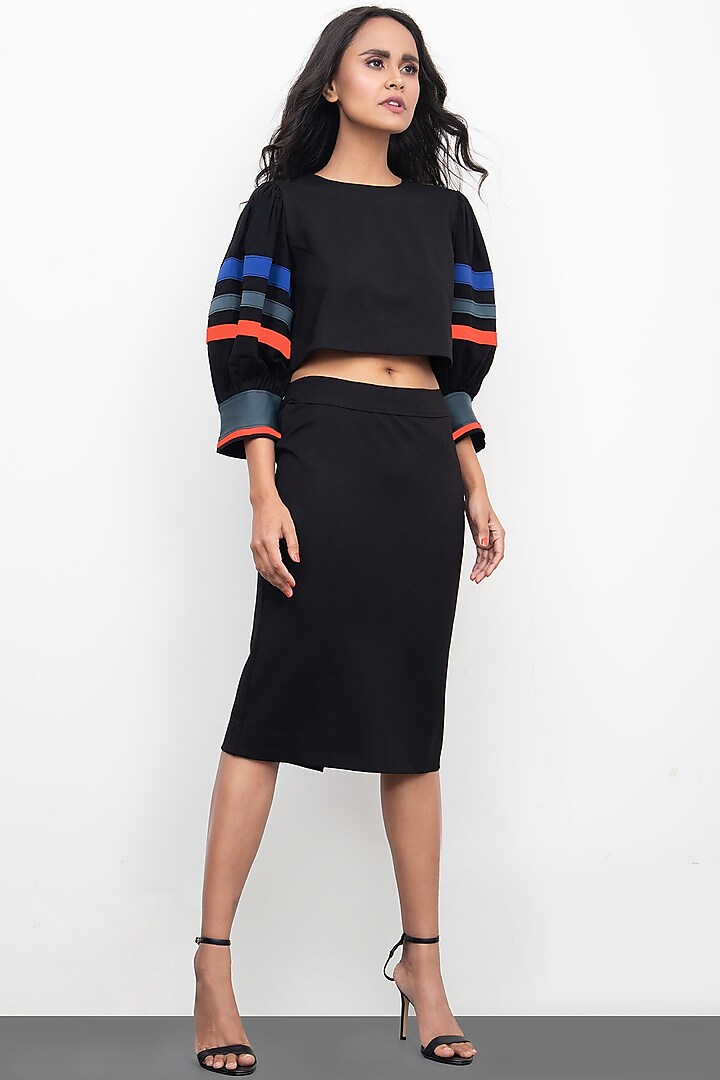 Black Bodycon Skirt Set by Deepika Arora