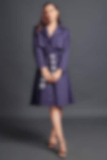 Purple Ponte Roma Jacket Dress With Belt by Deepika Arora at Pernia's Pop Up Shop