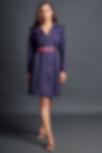 Purple Ponte Roma Jacket Dress With Belt by Deepika Arora at Pernia's Pop Up Shop