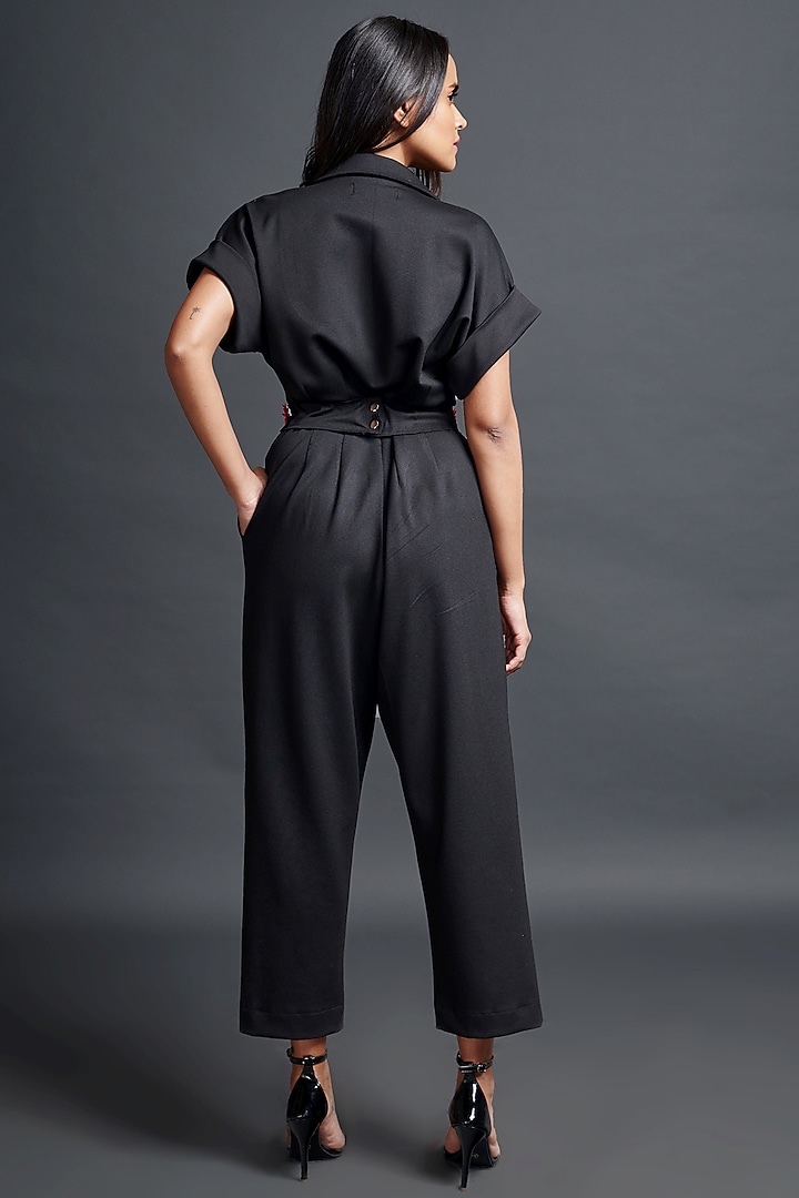 Black Ponte Roma Jumpsuit by Deepika Arora at Pernia's Pop Up Shop