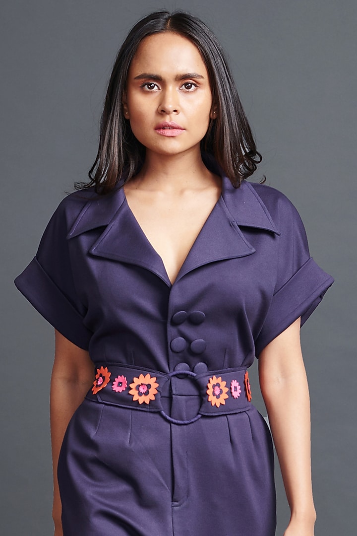 Purple Ponte Roma Jumpsuit by Deepika Arora at Pernia's Pop Up Shop