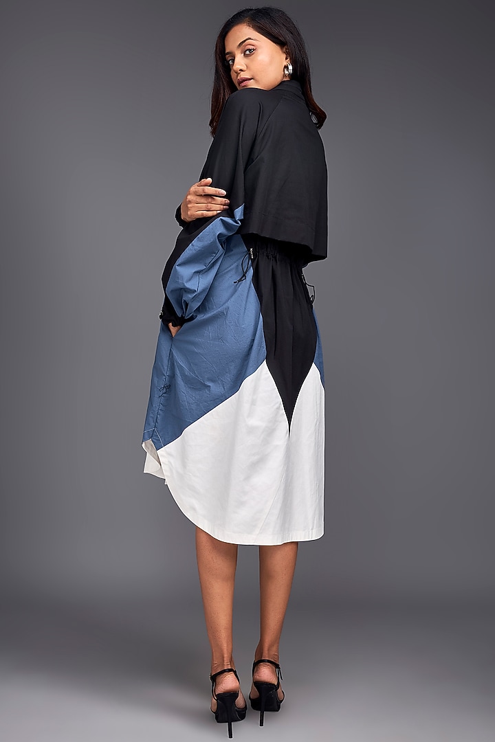 Blue Cotton Color-Block Jacket Summer Dress by Deepika Arora at Pernia's Pop Up Shop