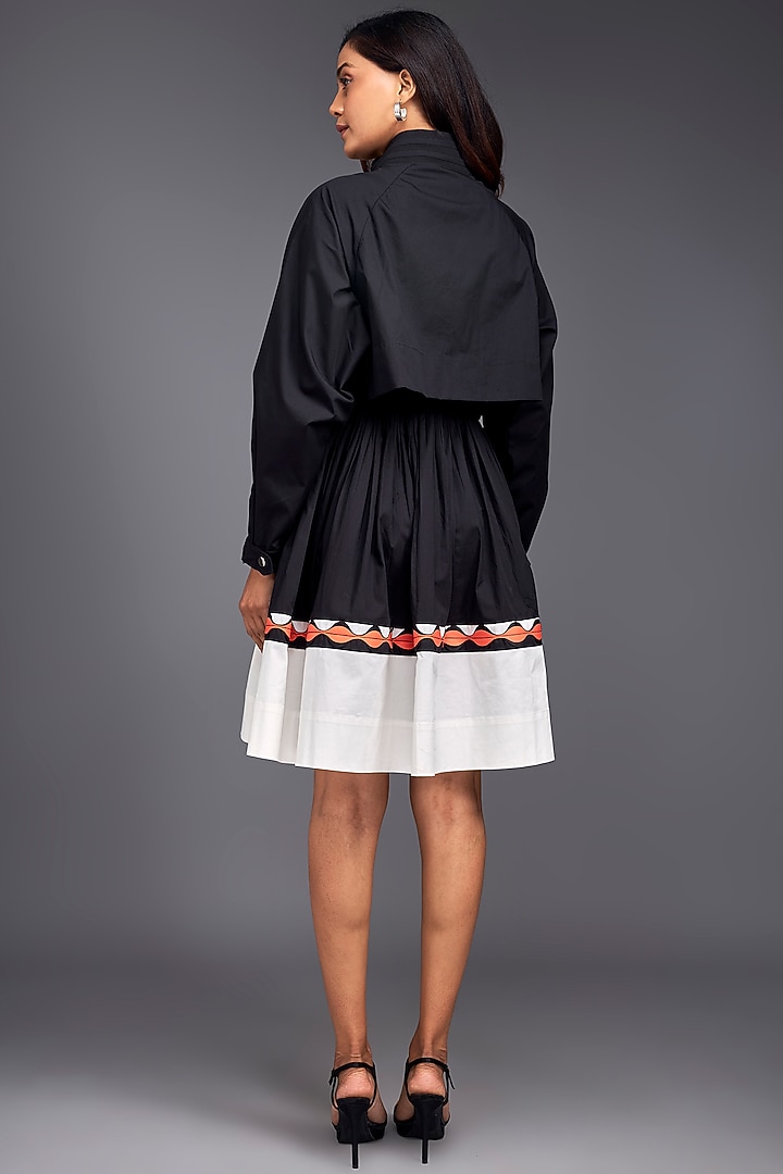 Black & White Cotton Color-Block Ruffled Mini Summer Dress by Deepika Arora at Pernia's Pop Up Shop
