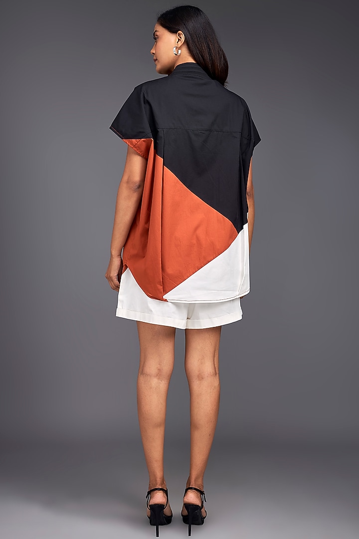 Orange Cotton Color-Block Co-Ord Set by Deepika Arora at Pernia's Pop Up Shop