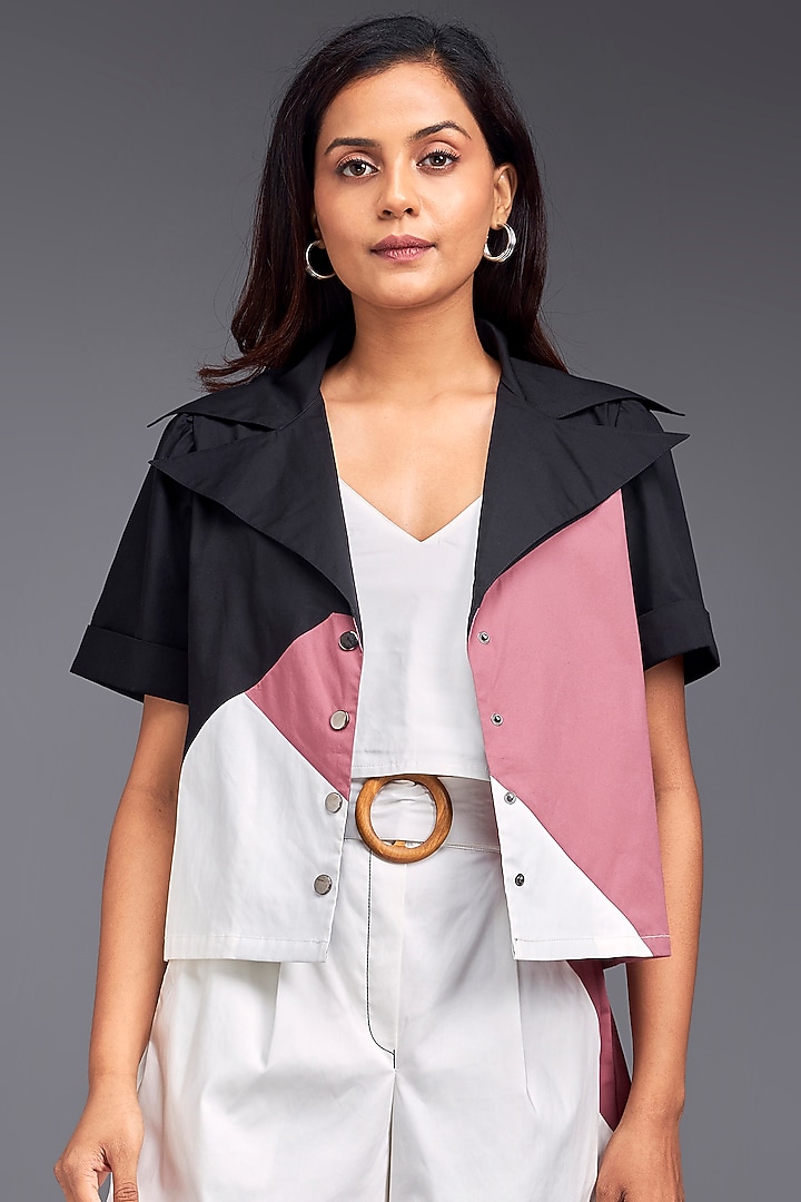 Pink Cotton Color-Block Co-Ord Set by Deepika Arora at Pernia's Pop Up Shop