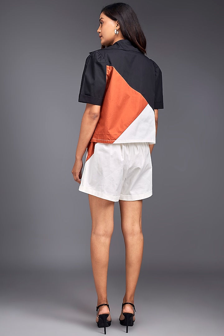 Orange Cotton Color-Block Co-Ord Set by Deepika Arora at Pernia's Pop Up Shop