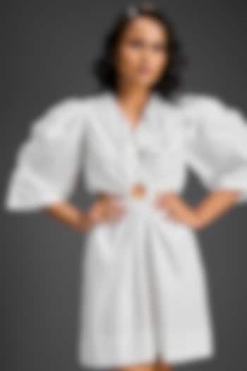 White Cotton 3D Embellished Summer Dress by Deepika Arora at Pernia's Pop Up Shop