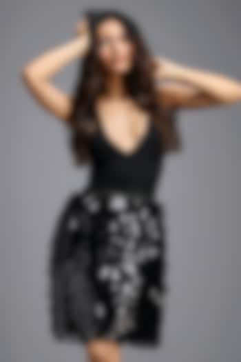 Black Sequins Mini Skirt by Deepika Arora at Pernia's Pop Up Shop