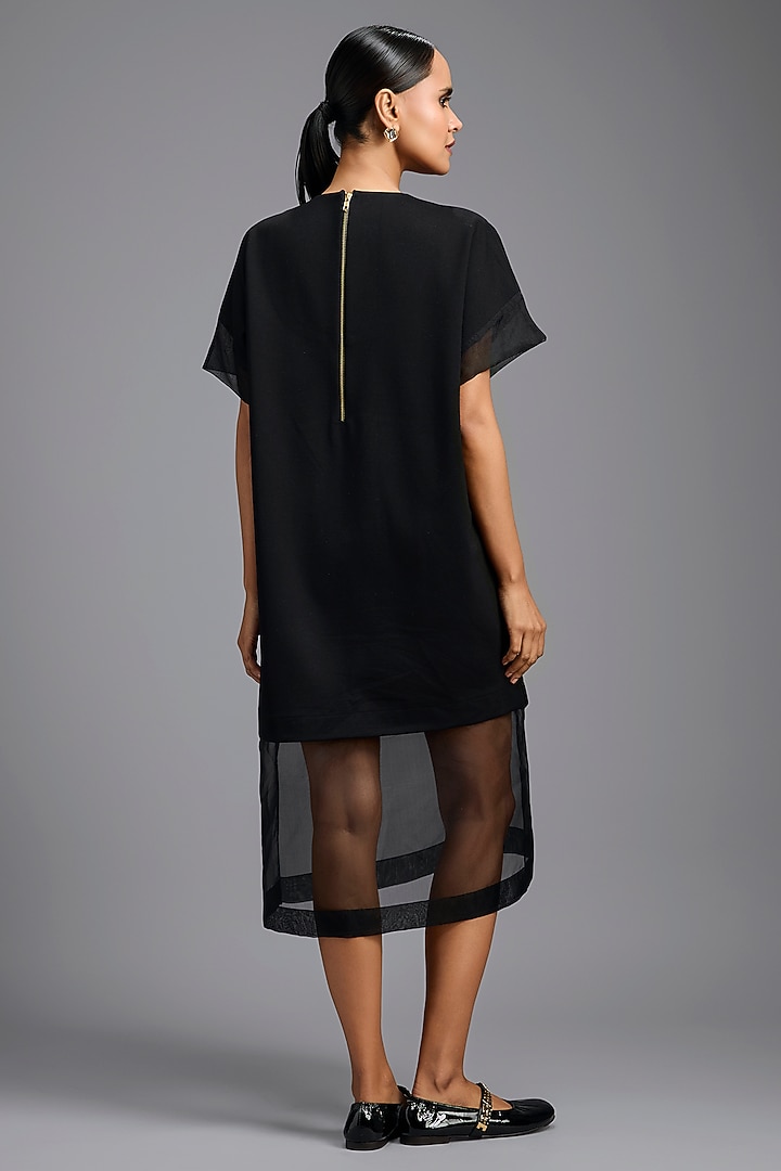 Black Ponte Roma & Organza Oversized Summer Dress by Deepika Arora at Pernia's Pop Up Shop
