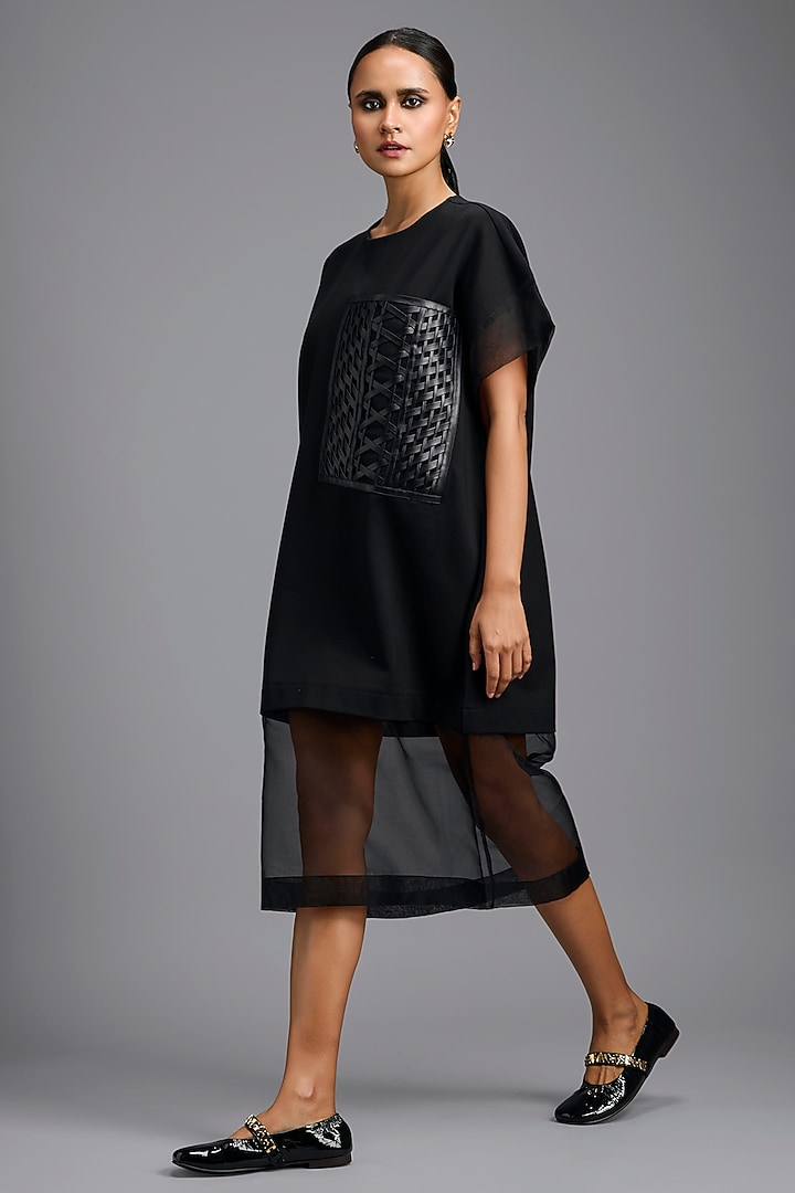 Black Ponte Roma & Organza Oversized Summer Dress by Deepika Arora at Pernia's Pop Up Shop