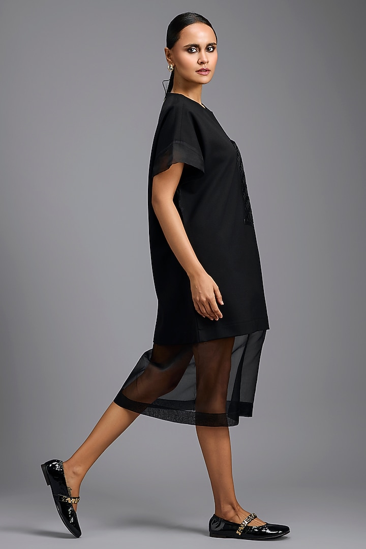 Black Ponte Roma & Organza Oversized Summer Dress by Deepika Arora at Pernia's Pop Up Shop