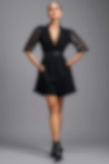 Black Ponte Roma Playsuit by Deepika Arora at Pernia's Pop Up Shop