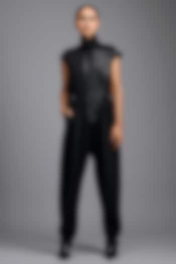 Black Ponte Roma Jumpsuit by Deepika Arora at Pernia's Pop Up Shop