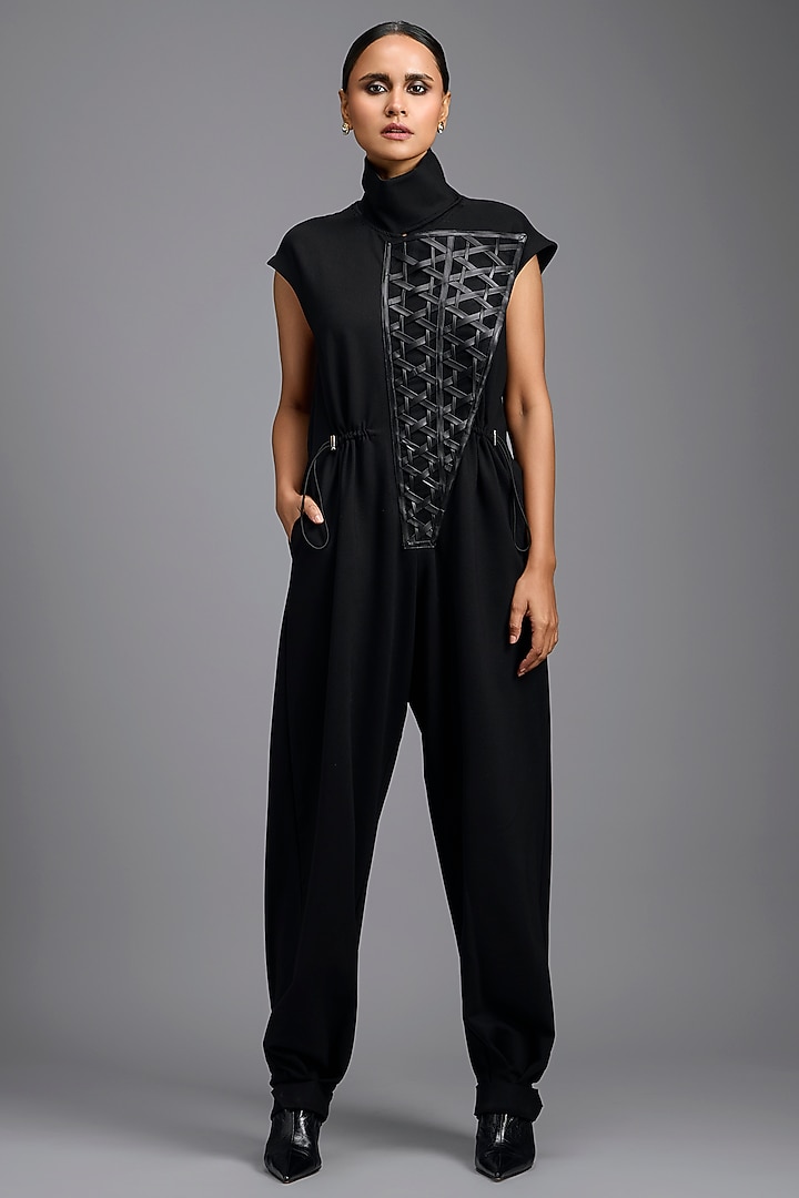 Black Ponte Roma Jumpsuit by Deepika Arora at Pernia's Pop Up Shop