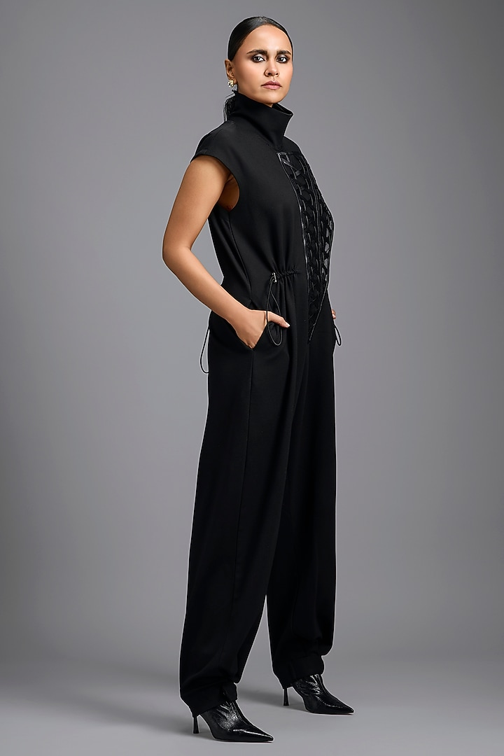Black Ponte Roma Jumpsuit by Deepika Arora at Pernia's Pop Up Shop