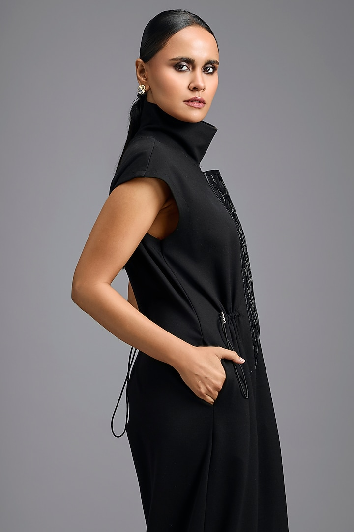 Black Ponte Roma Jumpsuit by Deepika Arora at Pernia's Pop Up Shop