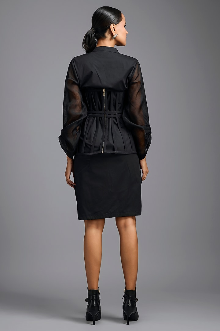 Black Cotton Shirt Summer Dress by Deepika Arora at Pernia's Pop Up Shop