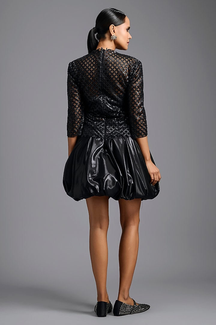 Black Pure Leather Mini Vacation Dress by Deepika Arora at Pernia's Pop Up Shop