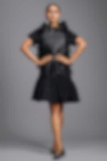 Black Parachute Ruffled Mini Summer Dress by Deepika Arora at Pernia's Pop Up Shop
