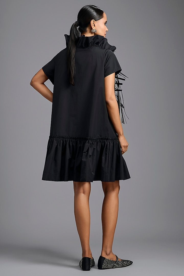 Black Parachute Ruffled Mini Summer Dress by Deepika Arora at Pernia's Pop Up Shop