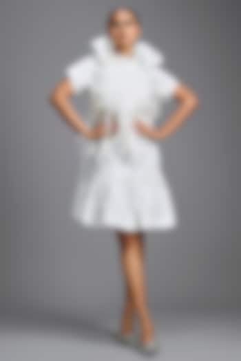 White Parachute Ruffled Mini Summer Dress by Deepika Arora at Pernia's Pop Up Shop