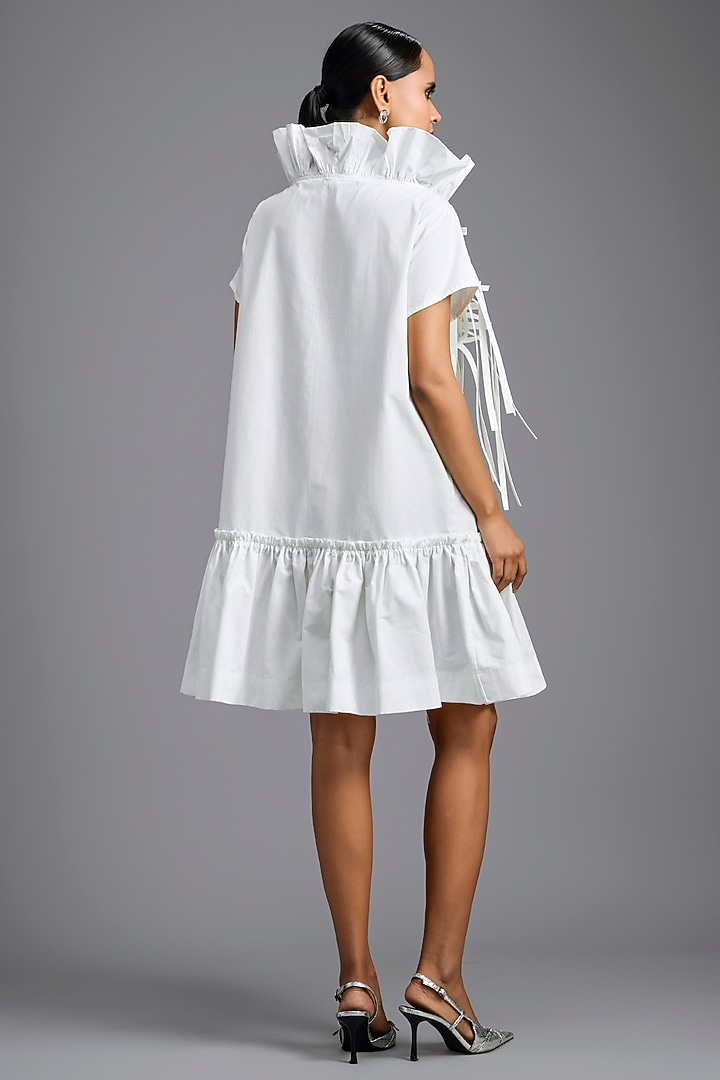 White Parachute Ruffled Mini Summer Dress by Deepika Arora at Pernia's Pop Up Shop