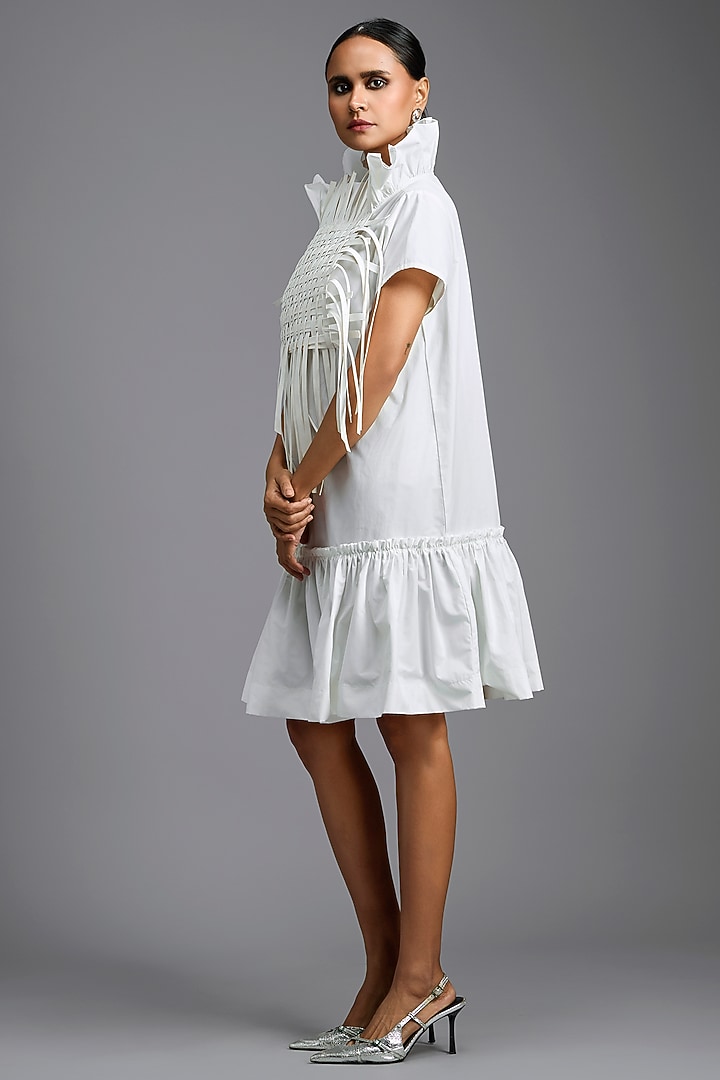 White Parachute Ruffled Mini Summer Dress by Deepika Arora at Pernia's Pop Up Shop