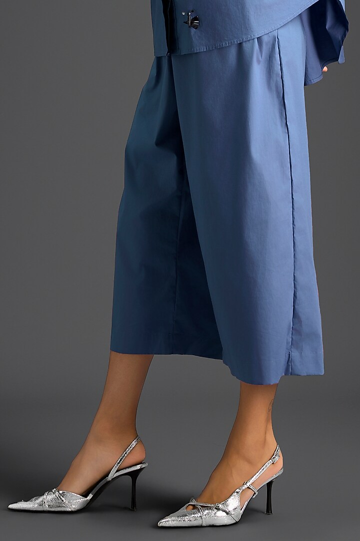 Blue Cotton Hand Embellished Co-Ord Set by Deepika Arora at Pernia's Pop Up Shop