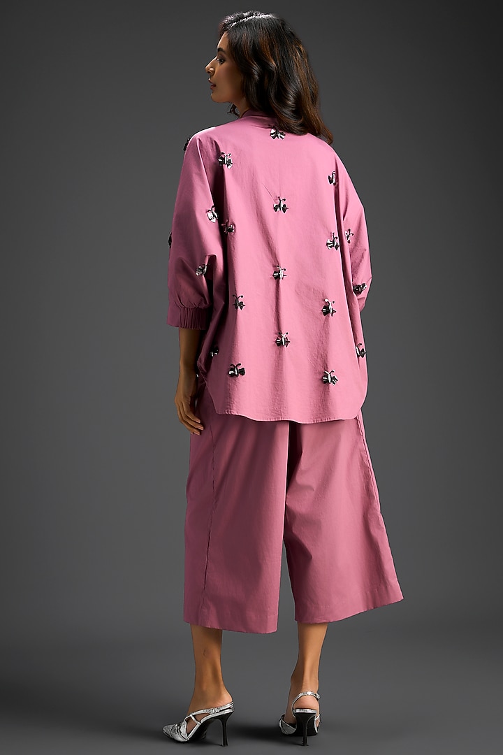 Pink Cotton Hand Embellished Co-Ord Set by Deepika Arora at Pernia's Pop Up Shop
