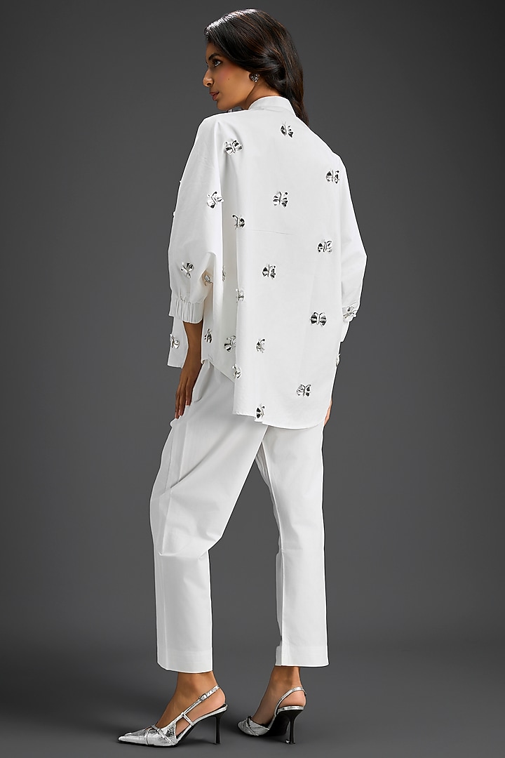 White Cotton Hand Embellished Co-Ord Set by Deepika Arora at Pernia's Pop Up Shop
