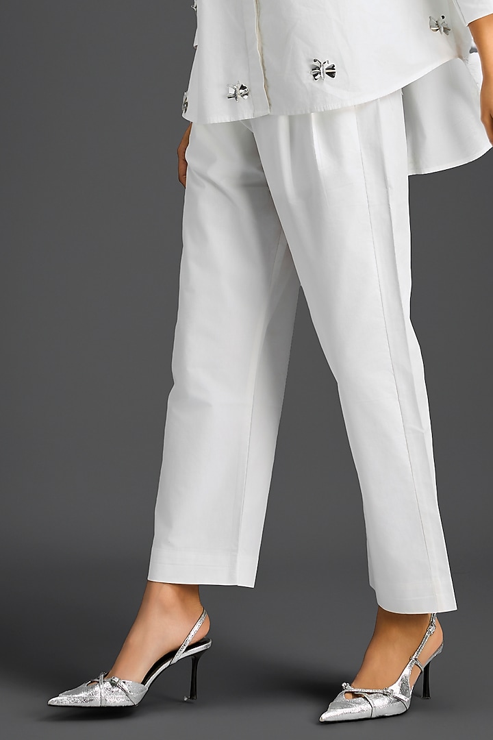 White Cotton Hand Embellished Co-Ord Set by Deepika Arora at Pernia's Pop Up Shop