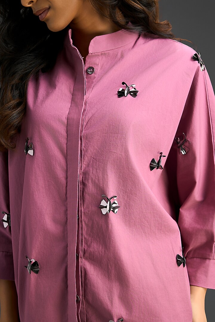 Pink Cotton Hand Embellished Co-Ord Set by Deepika Arora at Pernia's Pop Up Shop