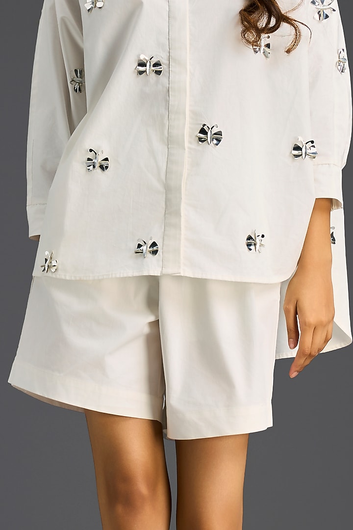 White Cotton Hand Embellished Co-Ord Set by Deepika Arora at Pernia's Pop Up Shop
