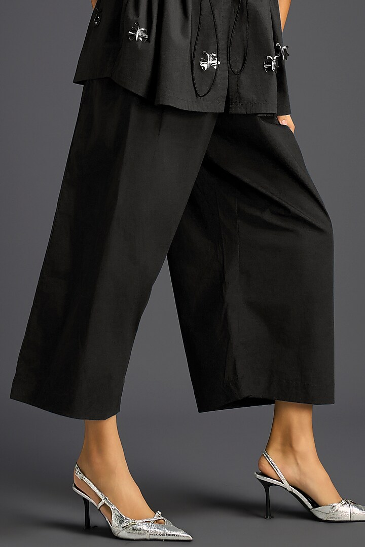 Black Cotton Hand Embellished Co-Ord Set by Deepika Arora at Pernia's Pop Up Shop