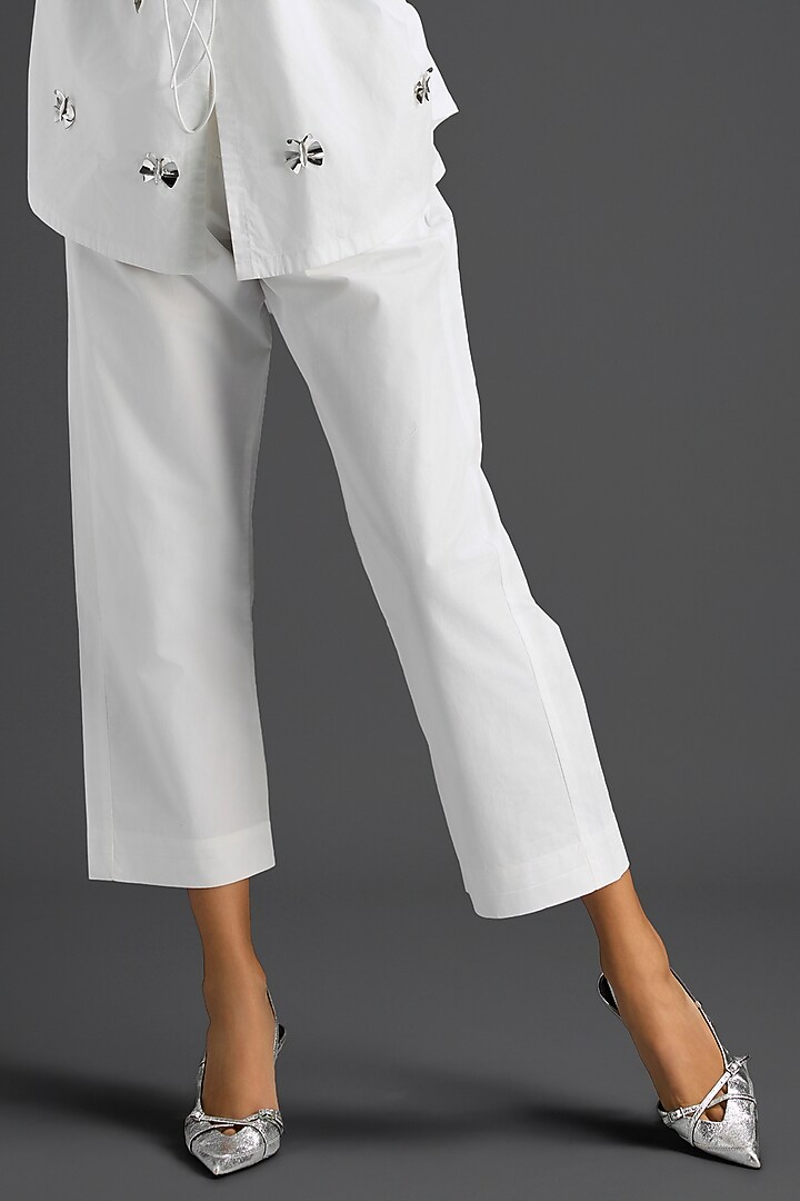 White Cotton Hand Embellished Co-Ord Set by Deepika Arora at Pernia's Pop Up Shop