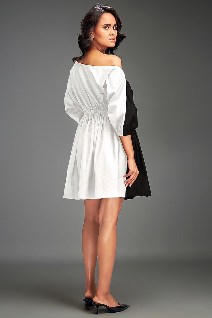 Black Cotton Metallic Embellished One-Shoulder Summer Dress by Deepika Arora at Pernia's Pop Up Shop