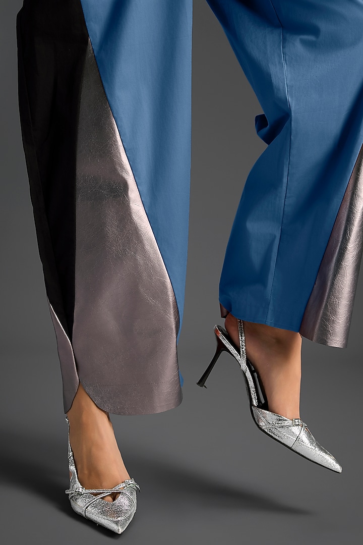Blue Cotton Color-Blocked Jumpsuit by Deepika Arora at Pernia's Pop Up Shop