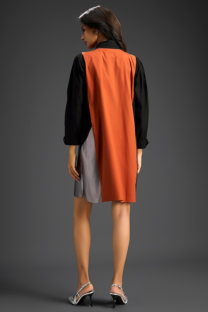 Rust Cotton Color-Blocked Tunic Summer Dress by Deepika Arora at Pernia's Pop Up Shop
