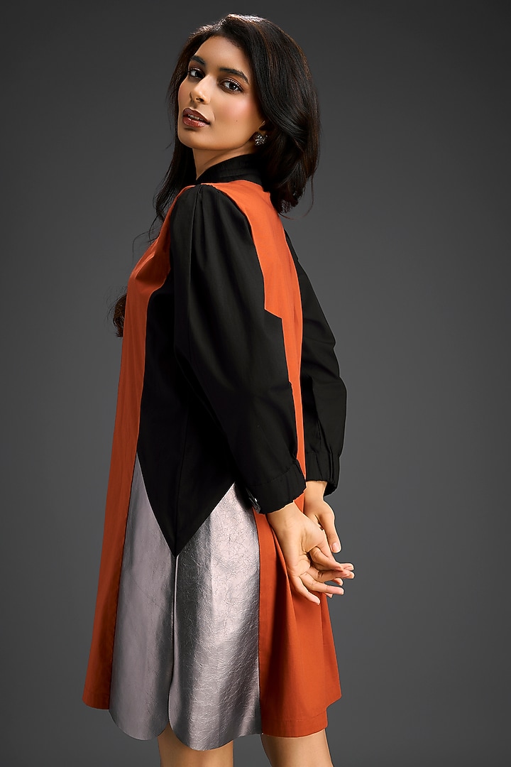 Rust Cotton Color-Blocked Tunic Summer Dress by Deepika Arora at Pernia's Pop Up Shop