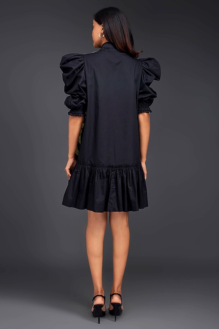 Black Cotton Gathered Summer Dress by Deepika Arora at Pernia's Pop Up Shop