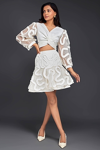 White Cotton Co-Ord Set by Deepika Arora