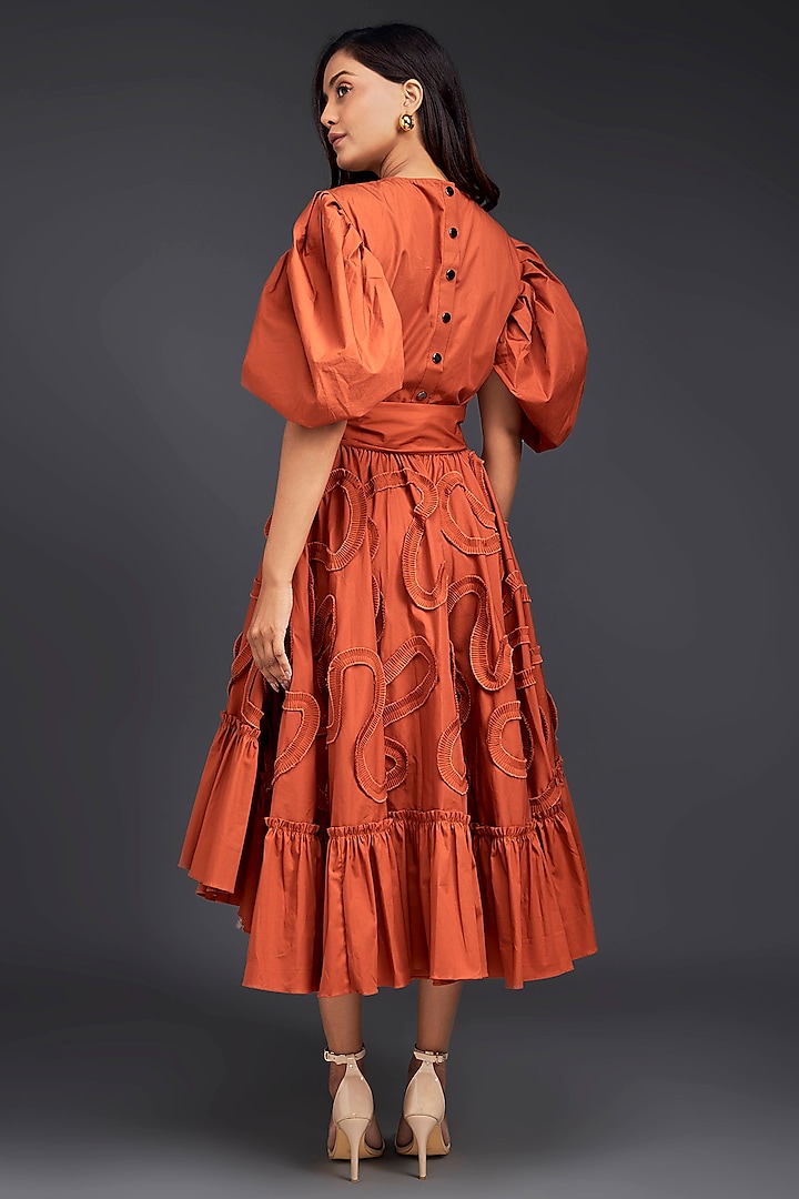 Orange Cotton Skirt Set by Deepika Arora at Pernia's Pop Up Shop