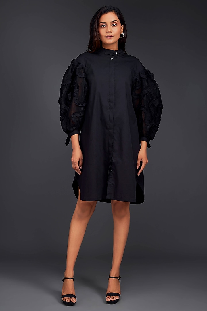 Black Cotton Dress by Deepika Arora at Pernia's Pop Up Shop