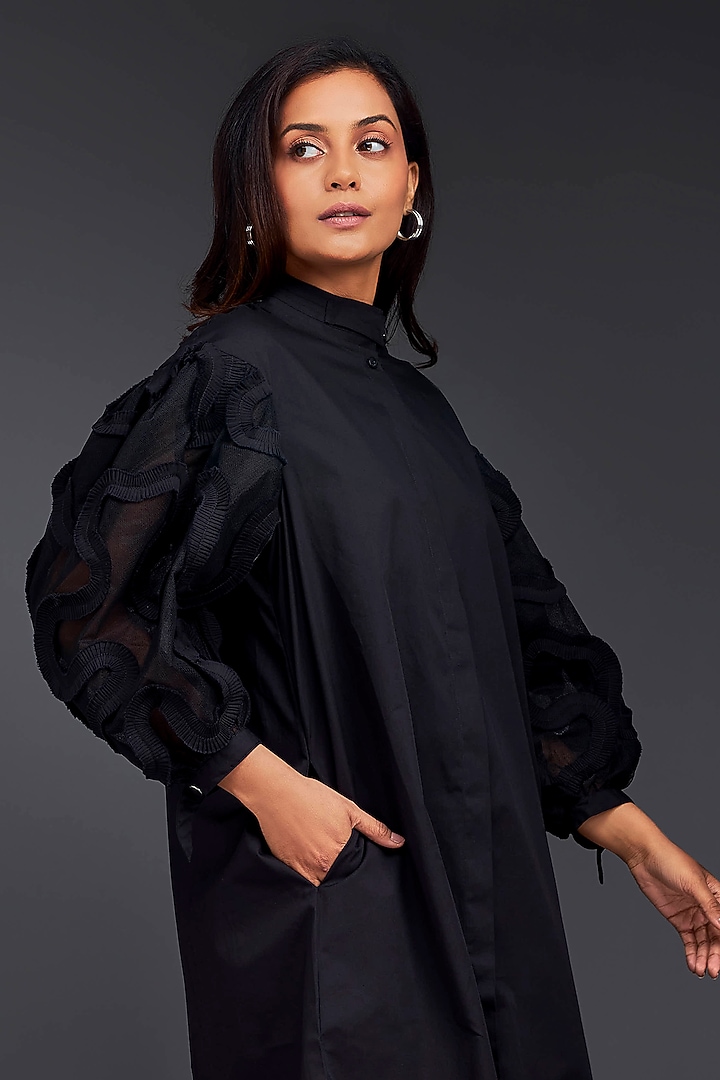 Black Cotton Summer Dress by Deepika Arora at Pernia's Pop Up Shop