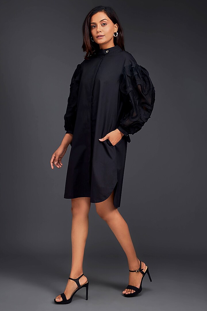 Black Cotton Summer Dress by Deepika Arora at Pernia's Pop Up Shop