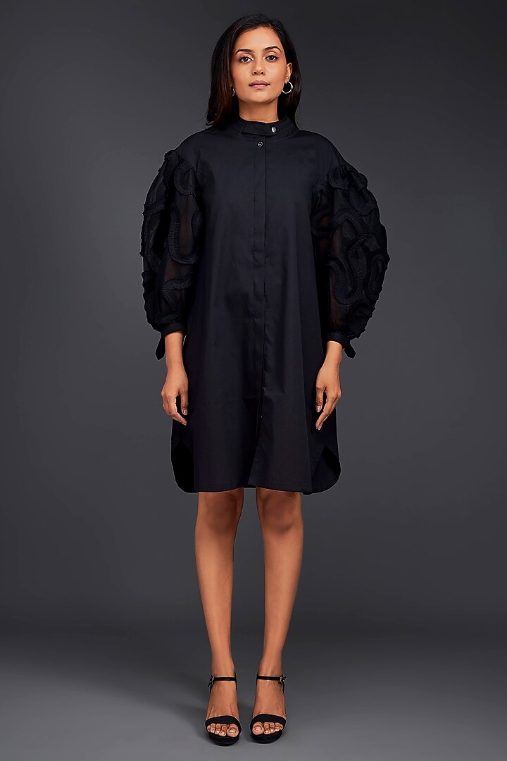 Black Cotton Summer Dress by Deepika Arora at Pernia's Pop Up Shop