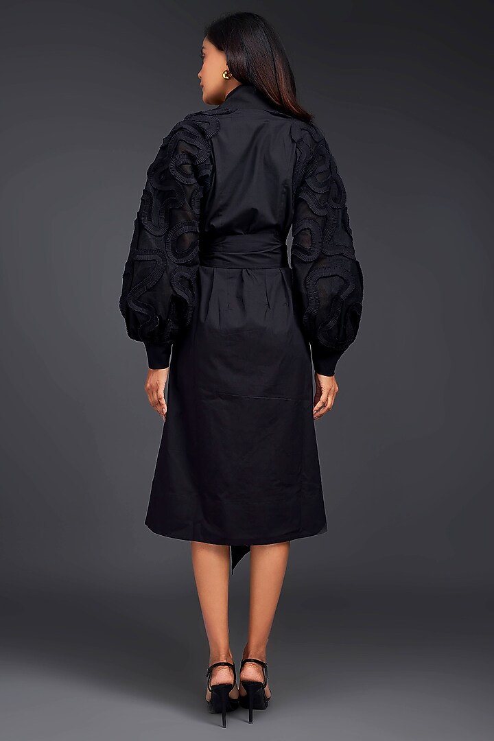 Black Cotton Midi Summer Dress by Deepika Arora at Pernia's Pop Up Shop
